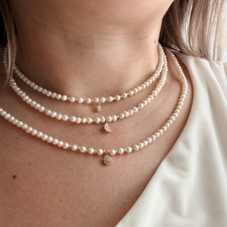 14k gold pendant and 2mm beads with 3mm freshwater perls FWP-0B