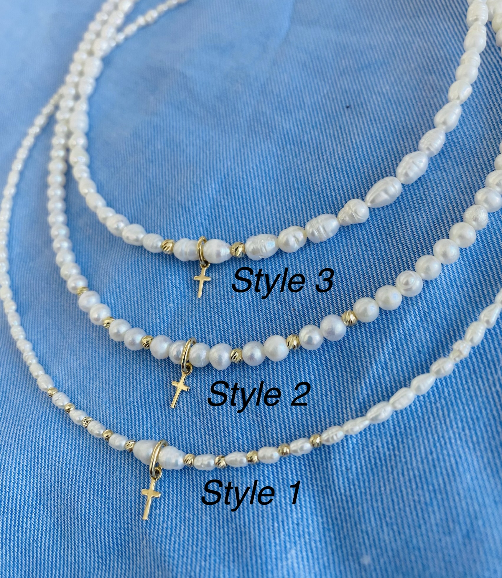 New collection perls and 14k gold beads and cross PACFW