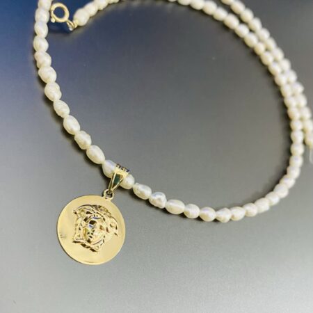 New model round 15mm pendant 14k gold Perls 41cm N-26