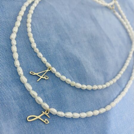 4mm freshwater perls with 14k gold letter CL11