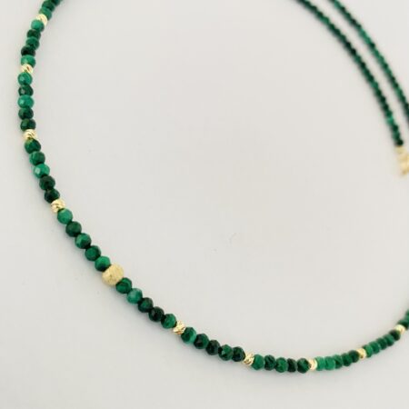 14k gold beads 2mm and middle glitter 3mm with 2mm malachite NCM1