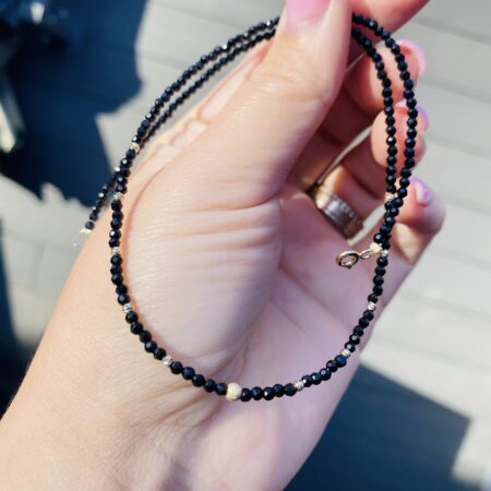 14k gold beads 2mm and middle glitter 3mm with 2mm spinel NCM2