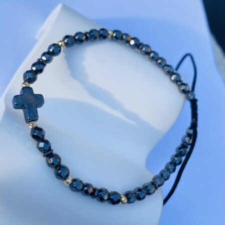 14k gold 2.5mm beads and natural 4mm spinel  hematite  beads  GMS6 men size