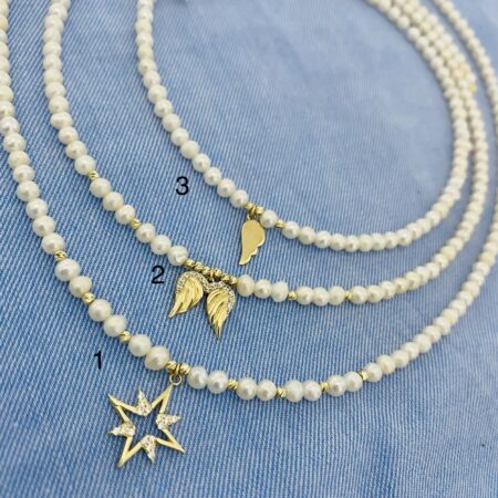 14k gold pendant and 2mm beads with 3mm freshwater perls FWP-0A