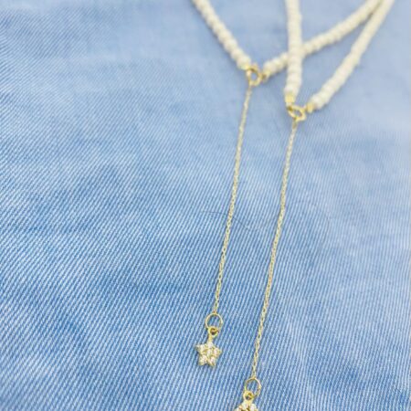 14k gold long pendant with 3mm freshwater perls FWP-0J