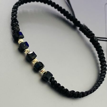 fine style 14k gold string black bracelet NC-2-G12 gold beads 3mm