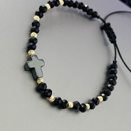 fine style 14k gold string black bracelet NC-2-G13 gold beads 3mm