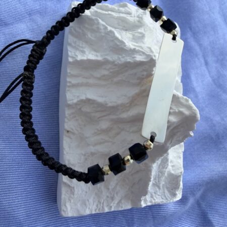 fine style 14k gold string black bracelet NC-2-G12 gold beads 2.5mm and plate