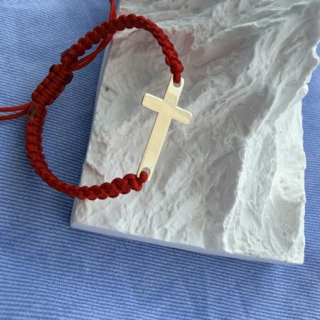 fine style 14k gold string red bracelet NC-2-G12C cross