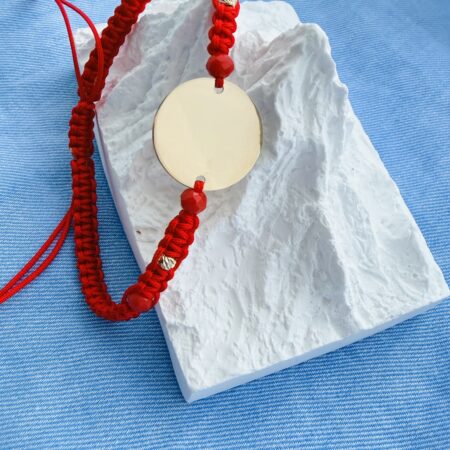 fine style 14k gold red string bracelet NC-2-G12V gold beads 2.5mm and round