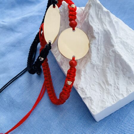 fine style 14k gold plate set of 2 bracelets NC-2-G3S with black and red 4mm beads and 3mm gold