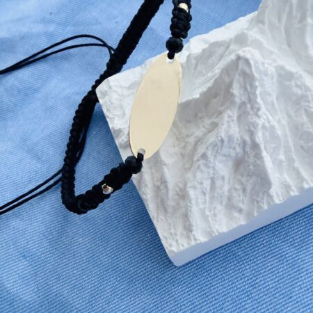 fine style 14k gold string black bracelet NC-2-G12 gold beads 2.5mm and plate