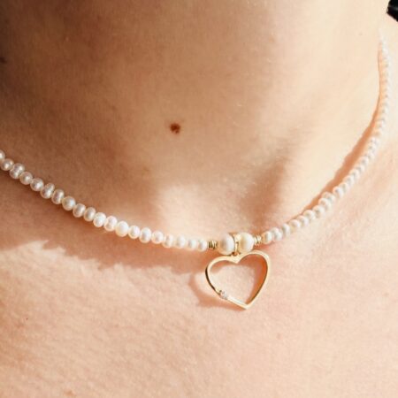 Shiny4B special 14k gold 3mm Perls 39cm necklace