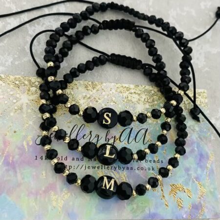 Shell black pendant with 14k gold 2.5mm beads