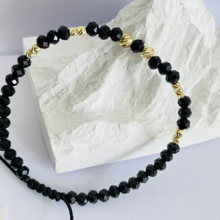 fine style 14k gold square 3mm and 4mm beads with string bracelet NC-2-G190