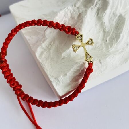 fine style 14k gold 1.4cm cross With red string bracelet NC-2-G199
