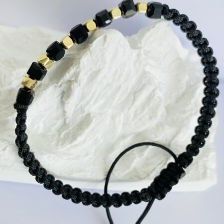 fine style 14k gold square 3mm and 4mm beads with string bracelet NC-2-G15L