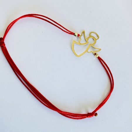 14k gold angel  with simple red string SSR01