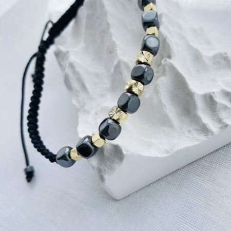 14k gold 5mm - 2mm square beads and 2mm hematite beads HM104