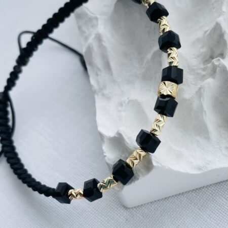 14k gold 5mm beads and 4mm 4mm black beads HM100