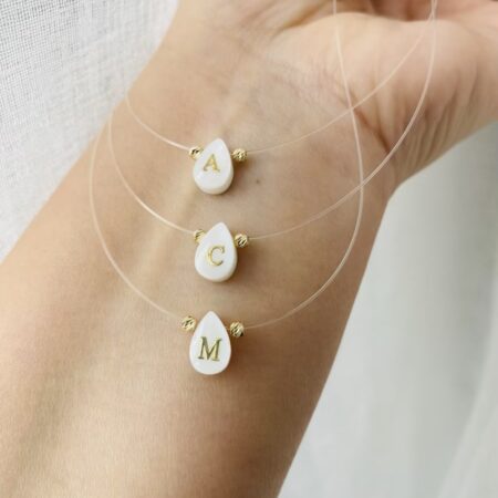 ALL LETTERS shell pendant with 14k gold 2.5mm beads and closing SPC9