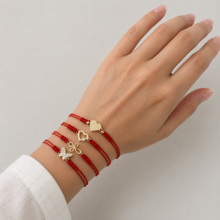 14k gold pendant with red string bracelet HL-4B