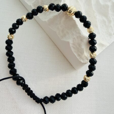 14k gold 6mm and 4mm beads and 4mm black beads HM100A