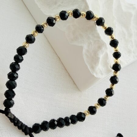 14k gold 3mm beads and 4mm black beads HM100D