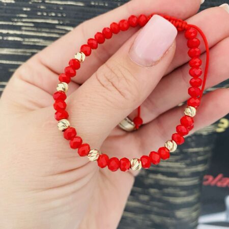14k gold 4mm beads with 4mm red crystal beads RCB4