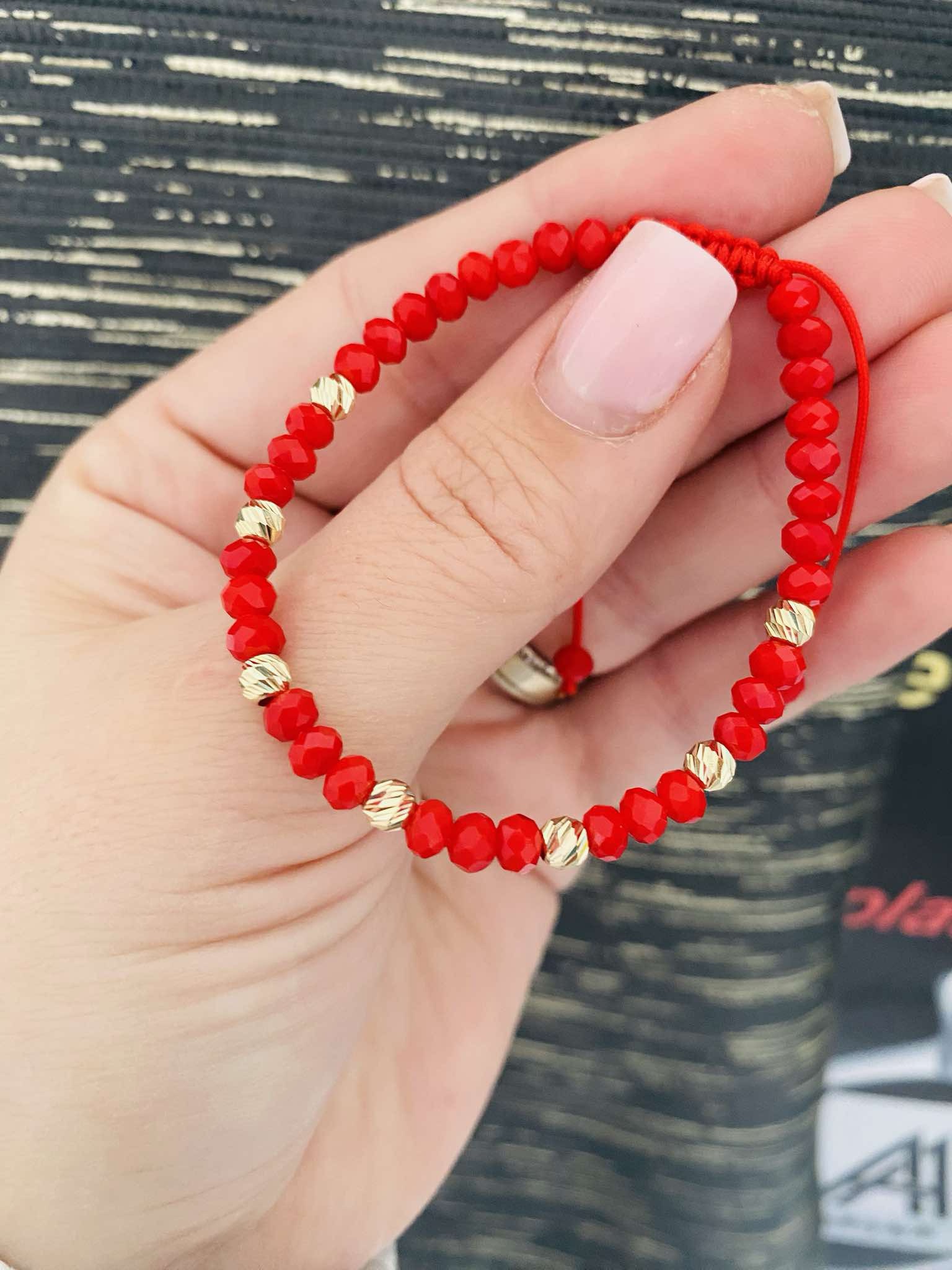 14k gold 4mm beads with 4mm red crystal beads RCB4