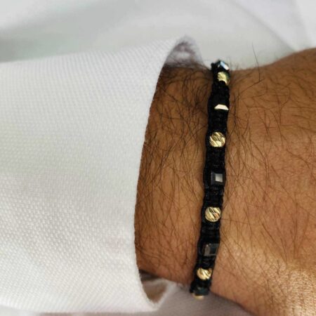 14k gold 4mm   beads  and  4mm black beads HM100B