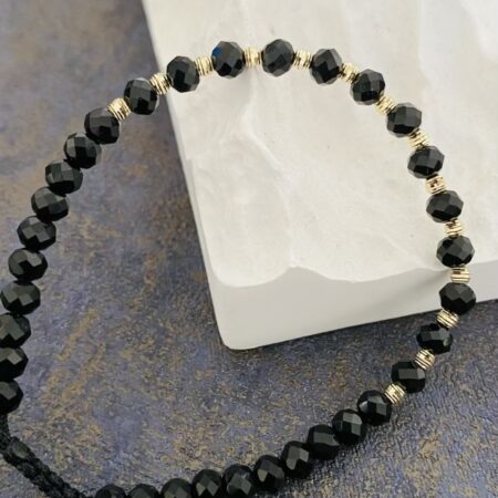 14k gold 25mm  beads  and  4mm black beads HM100DA