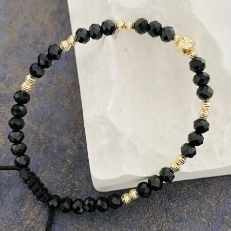 14k gold 3mm beads  and  4mm black beads HM100DA2