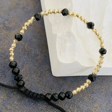14k gold 3mm beads  and  4mm black beads HM100DA3