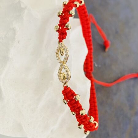 14k gold 2.5mm beads and infinity   and   Red string  HM100DA4