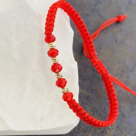 14k gold 3mm  beads and   Red string  and 4mm beads HM100DA5