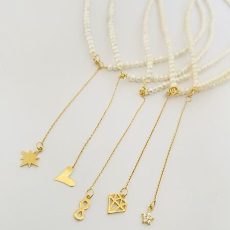 14k gold long pendants with 3.5mm pearls