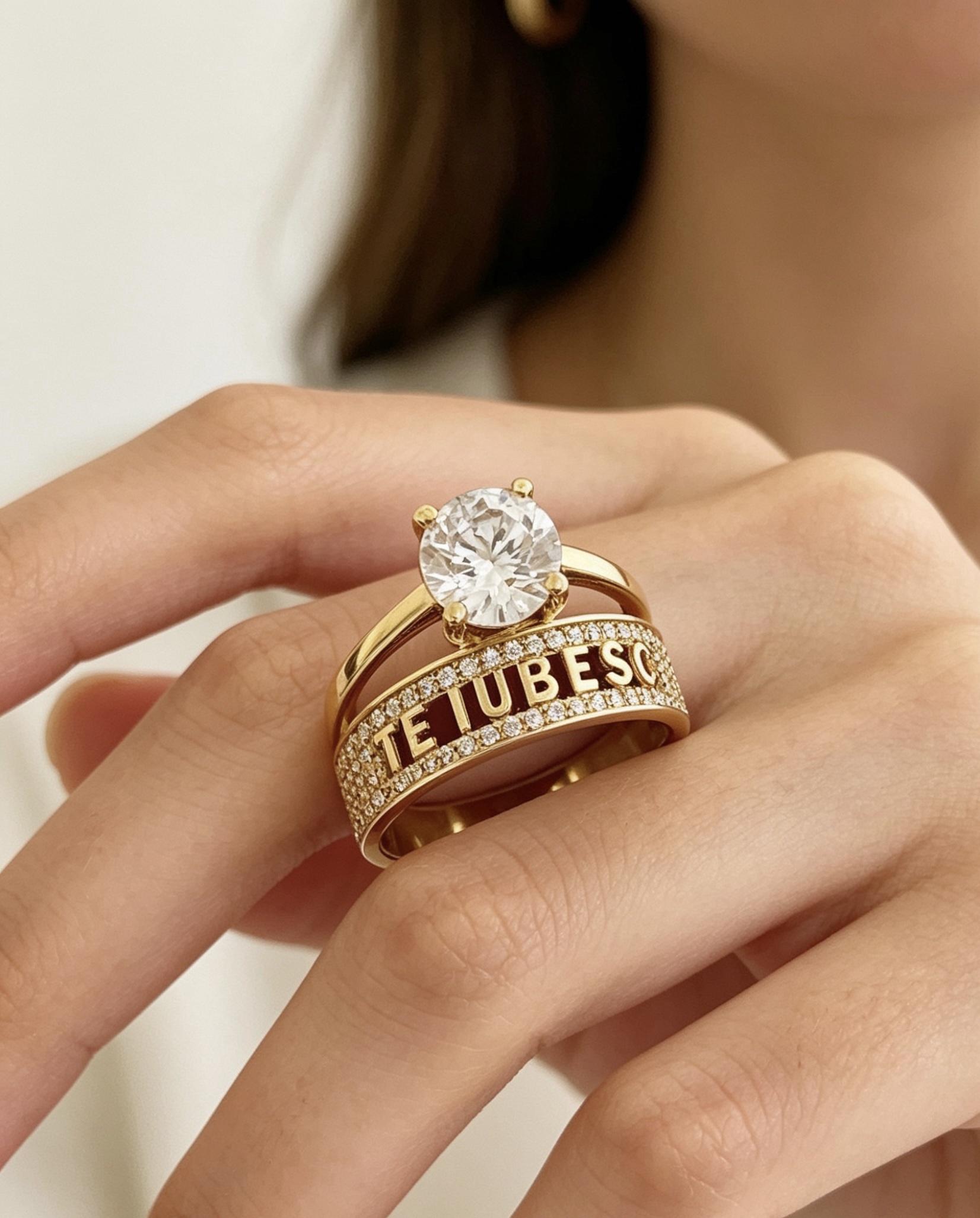 14k gold “Te iubesc “ ring MI0030