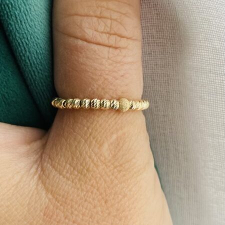 Ring 14k gold beads 2mm and middle 3mm glitter on clear string IHS