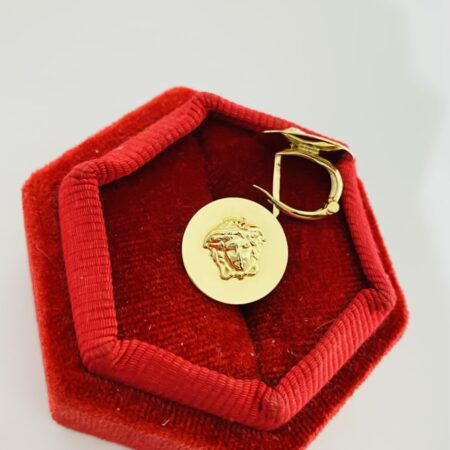 14k gold  round Medusa 15mm earrings 26APA3S