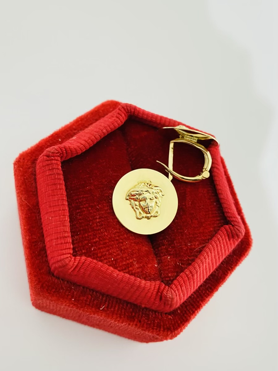 14k gold round Medusa 15mm earrings 26APA3S