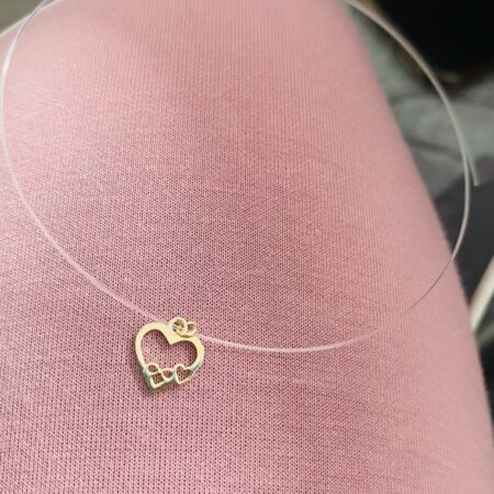 14k gold heart with clear string
