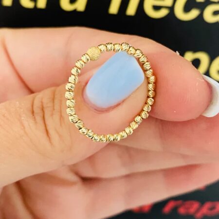 Ring 14k gold beads 2mm and middle 3mm glitter