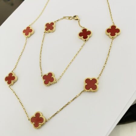 14k gold set with redflower