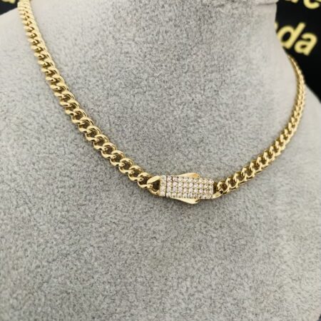 14k gold 4mm chain with white stone MC-