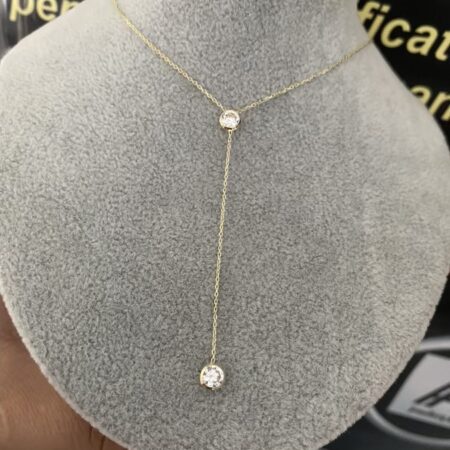 New long 14k gold summer necklace with 2 stones