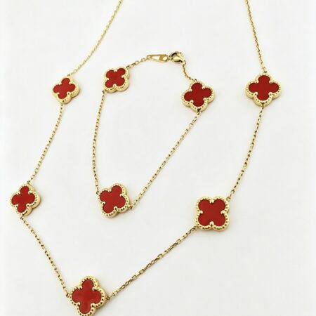14k gold set with redflower