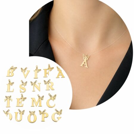 14k gold butterfly letter with clear string new summer model