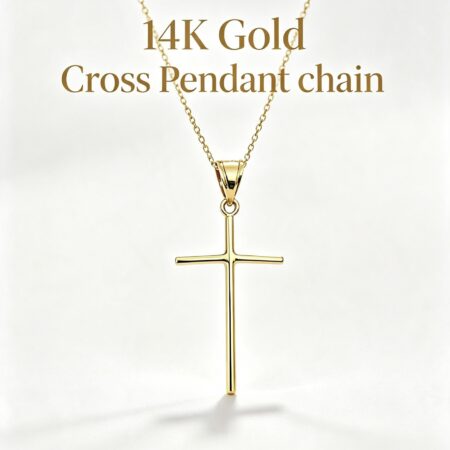 14k gold 4cm cross with thin chain CS100