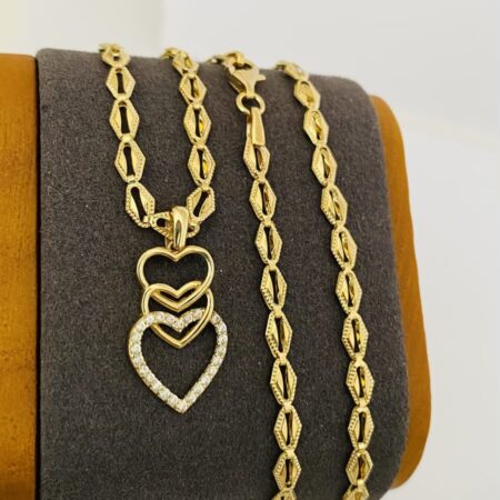 Fine 14k gold chain and pendant 50cm JUN008